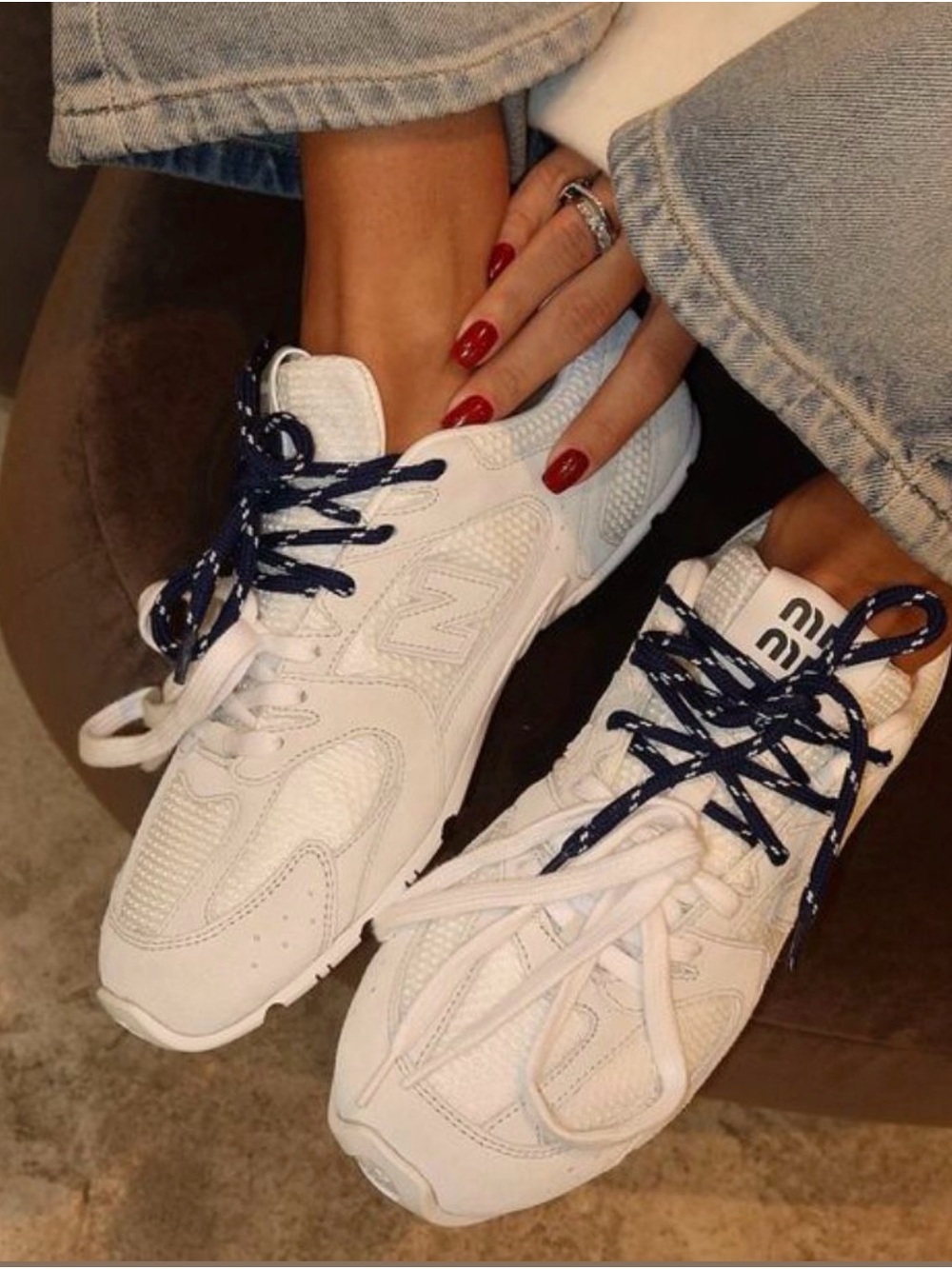 New Balance X Miu Miu 530 SL suede and mesh sneakers - Picture 2 of 8